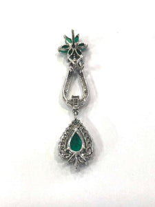 Emerald and Diamond Drop Earrings 18 Carat White Gold, 1960s