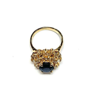 14 Carat Yellow Gold Sapphire and Diamond Cluster Ring