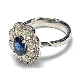 18 Carat White Gold Sapphire and Diamond Flower Cluster Ring