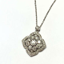 Load image into Gallery viewer, 18 Carat White Gold Edwardian Style Diamond Pendant and Chain
