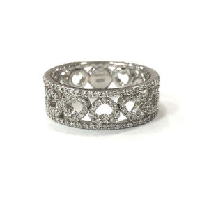 18 Carat White Gold Diamond Heart Band Wedding Ring