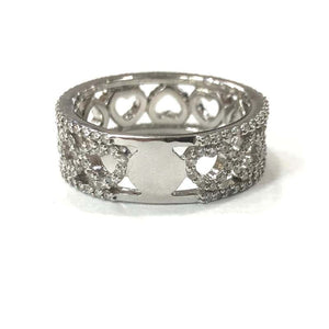 18 Carat White Gold Diamond Heart Band Wedding Ring