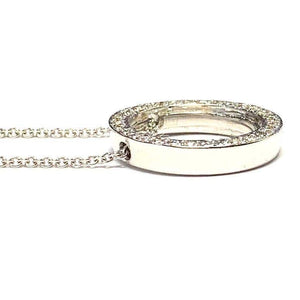 18 Carat White Gold Circular Diamond Pendant and Chain
