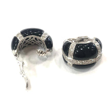 Load image into Gallery viewer, 18 Carat White Gold Onyx and Diamond Earrings
