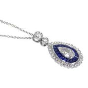 18ct White Gold Sapphire & Diamond Pendant, incl chain