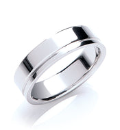 Flat Court Groove Detail Wedding Ring