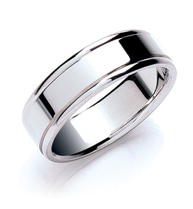 Flat Court Shape Track Edge Wedding Ring