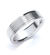 Flat Court Ribbed Wedding Ring