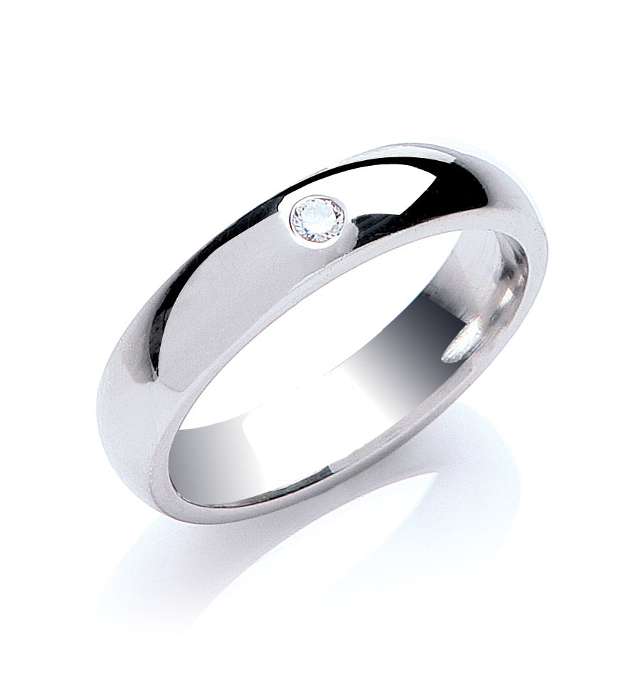 Brilliant Cut Diamond Set Court Shape Wedding Ring