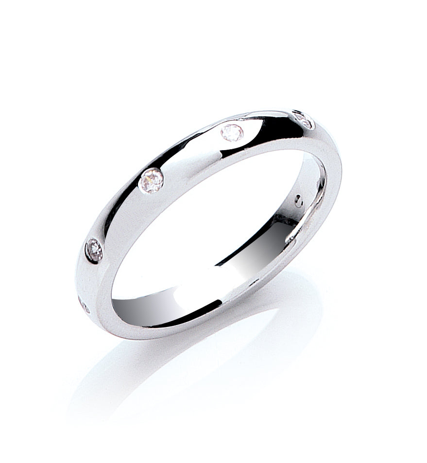 Brilliant Cut Diamond Set Court Wedding Ring