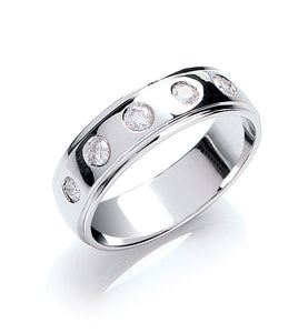 Brilliant Cut Diamond Set Court Shape Wedding Ring