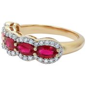Load image into Gallery viewer, 5Stone Ruby and Diamond Cluster Ring

