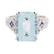 Load image into Gallery viewer, Aquamarine, Sapphire and Diamond Ring
