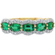 5Stone Emerald and Diamond Cluster Ring