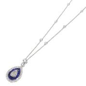 Load image into Gallery viewer, 18ct White Gold Sapphire &amp; Diamond Pendant, incl chain
