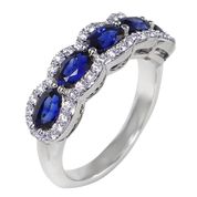 Load image into Gallery viewer, 5Stone Sapphire and Diamond Cluster Ring

