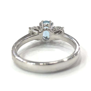 18 Carat White Gold Aquamarine and Diamond Three-Stone Ring