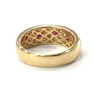 18 Carat Yellow Gold Ruby and Diamond Band Ring