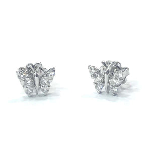 18 Carat White Gold Diamond Butterfly Stud Earrings