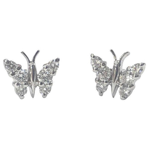 18 Carat White Gold Diamond Butterfly Stud Earrings