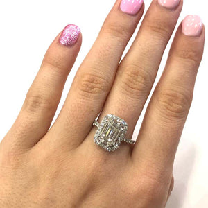 18 Carat White Gold Baguette Diamond Cluster Ring