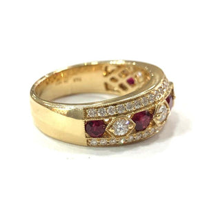 18 Carat Yellow Gold Ruby and Diamond Band Ring