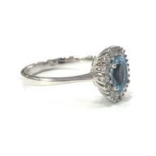 Load image into Gallery viewer, 18 Carat White Gold Aquamarine and Diamond Cluster Ring
