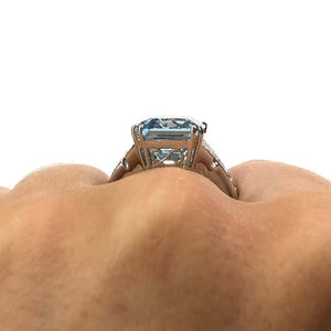 18 Carat White Gold Aquamarine, Sapphire and Diamond Ring