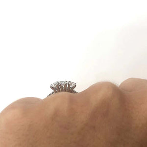 18 Carat White Gold Three-Stone Diamond Ring with Full Diamond Set Shank