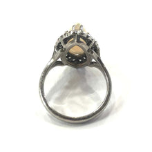 Load image into Gallery viewer, 18 Carat White Gold Edwardian Opal and Diamond Marquise Shape Cluster Ring
