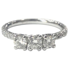 Load image into Gallery viewer, 18 Carat White Gold Three-Stone Diamond Ring with Full Diamond Set Shank
