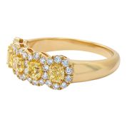 5Stone Yellow and White Diamond Cluster Ring