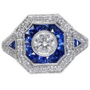 Load image into Gallery viewer, Sapphire and Diamond Art Deco style Ring
