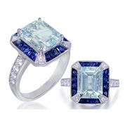 Aquamarine, Sapphire and Diamond Ring