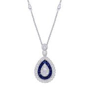 Load image into Gallery viewer, 18ct White Gold Sapphire &amp; Diamond Pendant, incl chain
